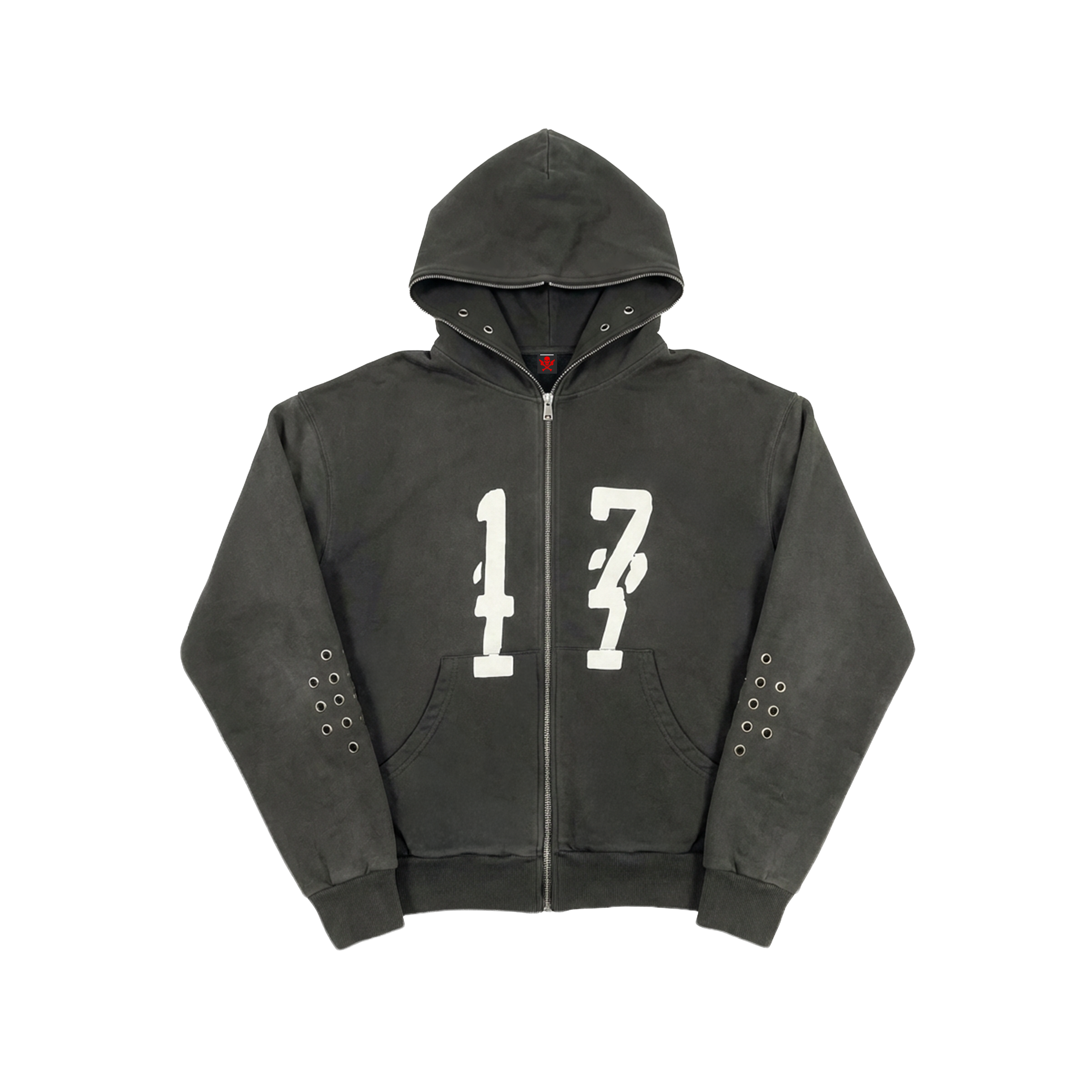 17 ACID WASHED - GREY FULL ZIP HOODIE